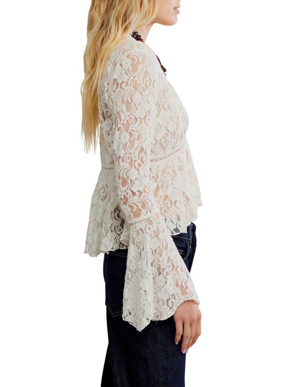 Free People Cream Lace Peplum Top - Picture 2 of 4